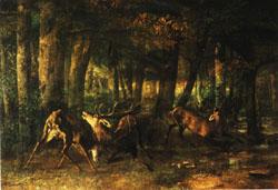 Gustave Courbet Spring Rutting;Battle of Stags Sweden oil painting art